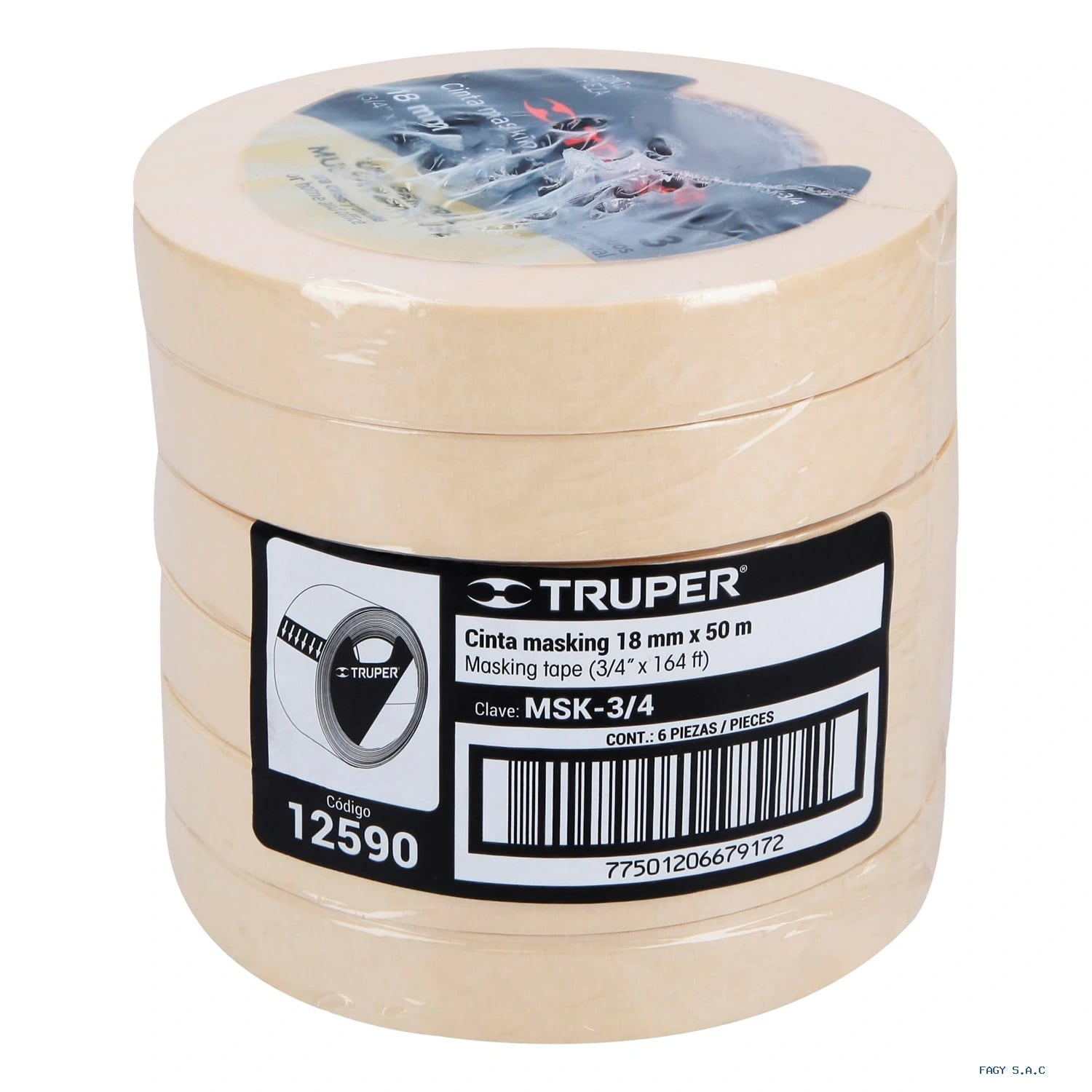Cinta masking tape de 3/4″ x 50m Truper 12590