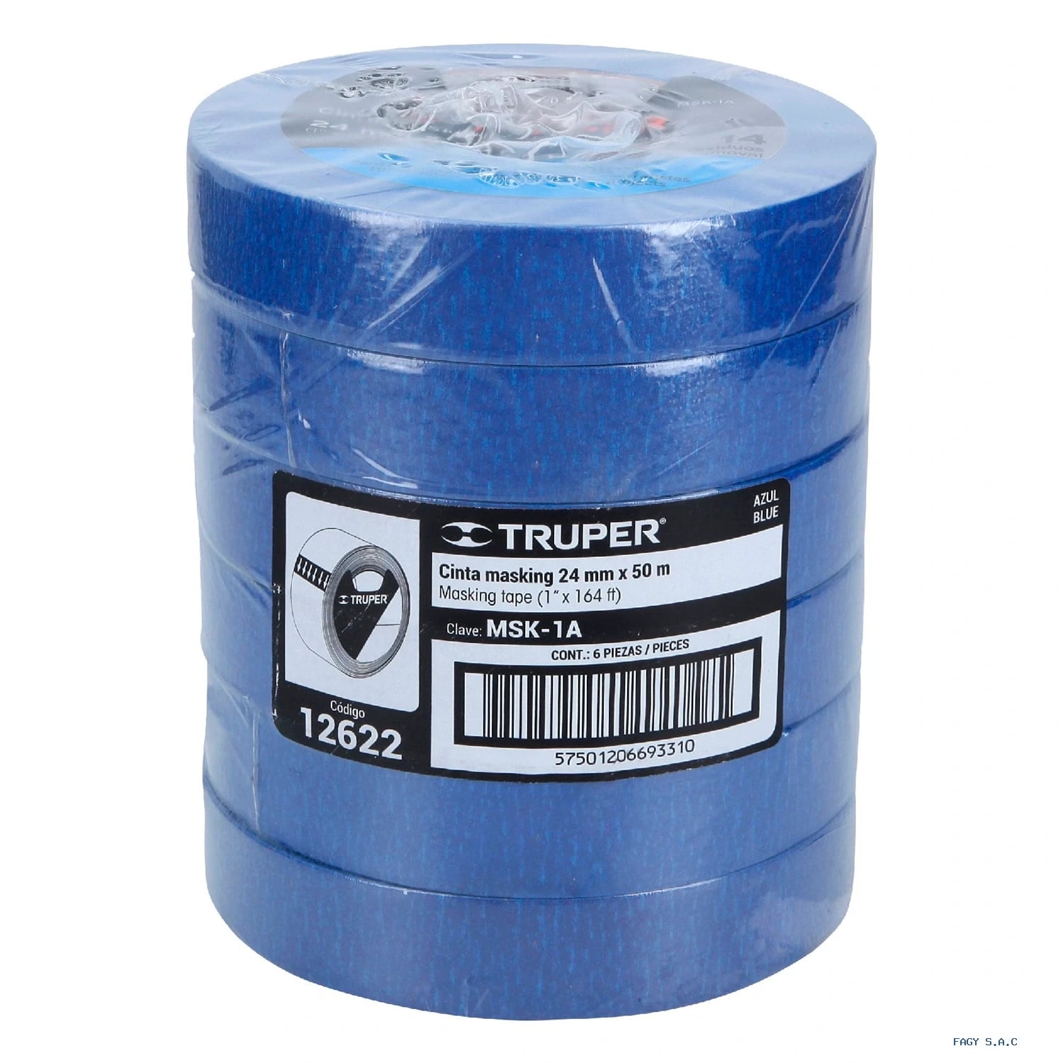 Cinta masking tape azul de 1″ x 50 m para pintor Truper 12622