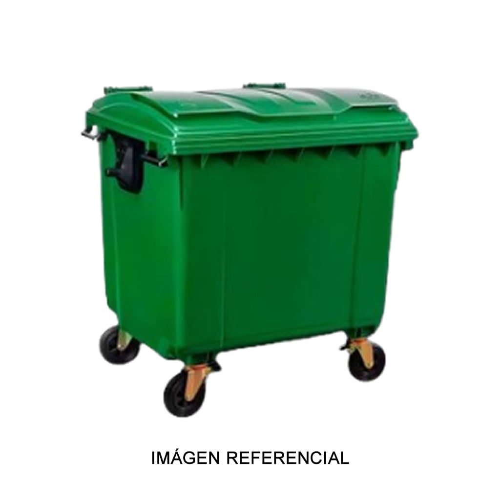 Contenedor de 1100 litros con ruedas y rótulo