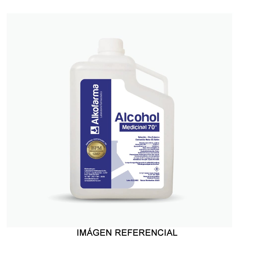 Alcohol medicinal 70° x galón alkofarma